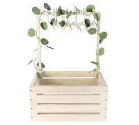 Mounting UP Wooden Baby Hamper Basket Crate Box Closet Storage With Handle & Clothes Rail & Eucalyptus Leaves Welcome Gift For Newborn Boys Girls Easy Assembly Natural Wood, Large
