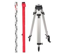 Mountlaser 3M Telescopic Levelling Staff & Surveying Tripod Set, Heavy-Duty Surveying Kit (3-Metre Reach, Black Tripod)
