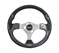 Mountney M32X3VV4S M Range Steering Wheel , Silver Anodised Center, 3 Spoke, Black Leather With Carbon Style Inset, 320mm In Diameter