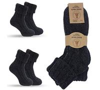 MOUNTREX® Alpaca socks, wool socks for men and women, winter socks, warm house socks, thermal socks, thick, 2 pairs, Anthracite (with envelope), 43-46
