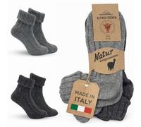 MOUNTREX® Alpaca socks, wool socks for men and women, winter socks, warm house socks, thermal socks, thick, 2 pairs, Grey/dark grey (with envelope), 35-38