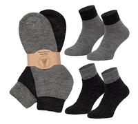 MOUNTREX® Alpaca socks, wool socks for men and women, winter socks, warm house socks, trainer socks, thin, cuddly socks, 2 pairs, Grey/Anthracite - Short, 39-42
