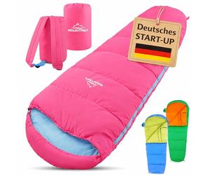 MOUNTREX Children's Sleeping Bag 5°C / 15°C - 100% Cotton Lining - Sleeping Bag for Children 175 x 70 cm - Lightweight & Small Pack Size, Portable Like a Backpack - Ideal for Camping & Nursery