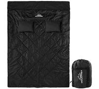 MOUNTREX Double Sleeping Bag - Summer Sleeping Bag for 2 People (210 x 150 cm), Blanket Sleeping Bag - XXL Summer Sleeping Bag with 2 Pillows for Adults - Camping, Outdoor & Indoor (Black)