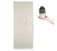 MOUNTREX® Hut Sleeping Bag - 220 x 90 cm, Ecru, 1 Person, Summer, Ambient Temperature 15°C to 25°C, Synthetic Fibre Fill, Zipper Closure, Rectangular, Unisex, Adjustable, Camping & Outdoor
