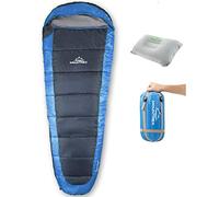 MOUNTREX Sleeping Bag +10 °C / +20 °C - Ultralight & Compact (850 g) - Outdoor Summer Sleeping Bag - Mummy Sleeping Bag (205 x 75 cm) - Small Pack Size - for Teenagers and Adults + Bonus Travel Pillow