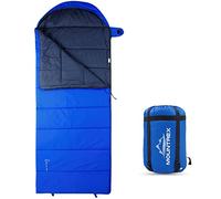 MOUNTREX® Sleeping Bag for Camping & Outdoor - Blanket Sleeping Bag (205 x 75 cm) - 3 Seasons - Lightweight, Warm & Soft (1.6 kg) - Adults, Men and Women - Can be Connected (Zip - Right, Blue)