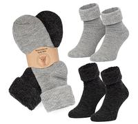 MOUNTREX Winter Socks, Alpaca Wool Socks for Men & Women - Warm, Thermal, 2 Pairs, Charcoal Grey, 35/38 EU