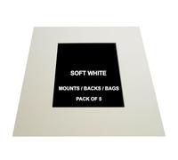 Mounts/Backs and Bags - Pack of 5-50x40cm Mount for A4 Image - (Soft White) - Photo/Picture Mount Sets & Clear Resealable Bags