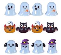 MOUNTTU 12PCS Halloween Miniatures Glow Cute Resin Tiny Resin Animals Small For Halloween Micro Landscapes Garden Dollhouses