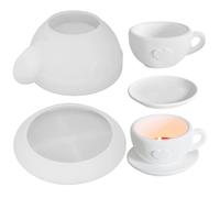 MOUNTTU 2PCS Candle Holder Mold, Soft Flexible Silicone Molds, Coffee Cup with Saucers, Easy to Release DIY Candle Vessels Mould for Home Decor Gifts Vessels Resin Molds Coaster