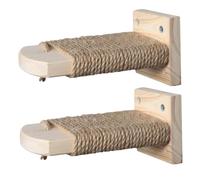 MOUNTTU 2Pcs Cat Wall Steps, Wooden Cat Wall Shelves with Jute Rope Covered Space Saving Kittens Furniture for Jumping, Playing, and Lounging