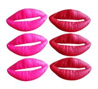 MOUNTTU 6Pcs Fake Lips, Sausage Mouth Halloween Toys, Vinyl Lip Props with String Funny Joking Big Sausage Lips Cosplay Accessories for Halloween Party Fake Mouth