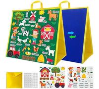 MOUNTTU Animals Felt Board Story Sets, Double Side Flannel Felt Board for Toddlers, Interactive Teaching Story with Handle for Preschool Toddlers Pieces