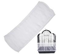 MOUNTTU Bird Cage Netting Seed Catcher Anti-Scatter Mess-free Adjustable Bird Seed Catcher with Elastic See-through Fine Mesh Cage for Parrot, Parakeet, Macaw, L