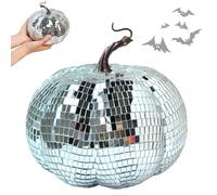 MOUNTTU Disco Pumpkin Halloween Pumpkin Disco Ball, Autumn Silver Mirror Disco Ball 7.8 Inch Hanging Glitter Pumpkins Disco Ball Cool Reflective Light Mirror Ball for Halloween DJ Club Party