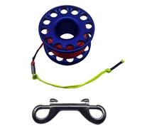 MOUNTTU Dive Reel, Aluminum Rope Reel with 30m/100ft Cable & Easy Grip & Double-Ended Bolts Snap Clip Smooth Deployment for Cave, Wreck and SMB Diving Scubas Dive Accessories Rope