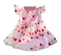 MOUNTTU Dog Dress, Cute Heart Print Tulle Puppy Dress, Breathable Dog Skirt for Weight 2.5-4kg Pet