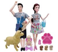 MOUNTTU Doll House Family, Pregnant Doll with Baby & Dad & Pet, Imitative Safe Kids Toys for Children Gift House Family