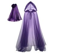 MOUNTTU Hooded Cape 59 Inch Full-Length Sheer Cape Ghost Cosplay Costume Hooded Cloak for Women Halloween Party Cloak with Hood Women Raven