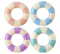 MOUNTTU Inflatable Pool Rings for Adults, 4PCS 30 Inch Large Buoyancy Pool Ring Float with Handle for Summer Beach Swimming Ring Float Striped