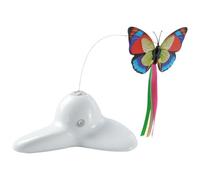 MOUNTTU Interactive Cat Toy, 360° Rotating Butterfly Cat Toy with Ribbon, Battery Operated Kitten Teaser with Non Slip Base Toys for Indoor Cats Kitten