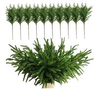 MOUNTTU Norfolk Pine Stems 10Pcs 18'' Christmas Branches,Plastic Christmas Garland with Green Soft Branch Artificial Delicate Cedar Garland for Christmas Home Decor