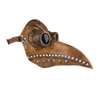 MOUNTTU Plague Doctor Mask, Latex Steampunk Long Nose Plague Doctor Costume, Adjustable Halloween Mask For Halloween Cosplay, Brown+silver Crow