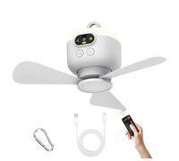 MOUNTTU Portable Ceiling Fan, 8000mAh Hangable Canopy Fan with Remote & 3 Speeds, Rechargeable & Detachable Remote Summer Essentials for Outdoor, Indoor Battery Ceiling