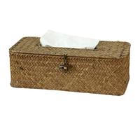MOUNTTU Rectangular Tissue Box Cover, 10.6x4.7x3.5 Inch Wicker Tissue Box Cover, Reusable Woven Storage Basket with Lid for Living Room Bathroom Wicker Toilet Paper Holder