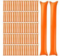 MOUNTTU Thunder Sticks 100 Pcs Boom Stick Inflatable Spirit Sticks Cheerleading Plastic Boom Stick Noise Makers for Sporting Events Dance Basketball Football Orange Spirit Cheerleading Thunder