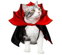 MOUNTTU Vampire Cat Costume, Bat Wing Cape Pet Halloween Costumes with Tie, Halloween Cosplay Vampire Cloak for Small Dogs & Cats, Red Pet Costumes Cat