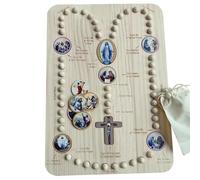 MOUNTTU Wooden Rosary Board, Cognitive Educational Prayer Board, With 22 Mysteries Cards & 54 Rosary & 1 for Kids to Improve Concentration While Learning Catholic Toys for Kids for