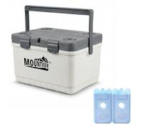Mountview 22L Portable Cooler Box with Ice Packs, Large Insulated Cool Box for Camping, Picnic & Travel, Leakproof Heavy Duty Ice Box with Cup Holders, White