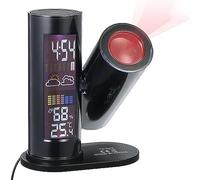 MOUNW Weather Station Projection Clock, LCD Digital Projection Alarm Clock, Temperature and Humidity Projector, Table Clock with LED Backlight, for Bedrooms, Home, Office