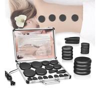 MOUOUSO Hot Stones Massage Set, 18 Pcs Hot Stones with Warmer, Massage Stones for Professional or Home SPA, Relaxing, Healing