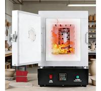 moupeaktain 1150℃ Electric Kiln, 1500W Tabletop Pottery Kiln with PID Temperature Control & Viewing Window, Ceramic Furnace for Wax Burnout, Jewelry Casting, Metal Melting, 15×15×20cm Chamber