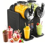 moupeaktain 2-in-1 Slushy Maker Machine and Soft Ice Cream Machine, 430W Slushie Machine with Dual 2l Tanks, 6 Presets, Auto-Cleaning, LED Display, For Milkshakes, Soft Serve and Parties Black