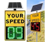 moupeaktain 20"×27"/24"×35" Solar Powered Radar Speed Limit Sign, IP65 Aluminum Speed Radar Feedback Sign, Radar Speed Display Sign for Streets & Neighborhoods Yellow-60×90cm