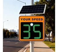 moupeaktain 24" Solar Powered Radar Speed Sign, Road Warning Your Speed LED Display, Reflective Aluminum Radar Feedback Sign for Speed Warning on Private Roads Orange