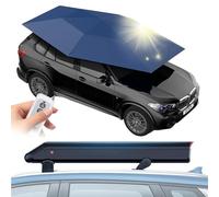 moupeaktain Automatic Car Parasol Sun Shade Cover, 3.8×2.8M, Auto-Deploying Car Umbrella Tent, With Storage Box, 5000mah Battery, Remote Control, Sun Protection,Blue-WithBar