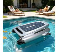 moupeaktain Robotic Pool Cleaner Solar Powered, Pool Skimmer Robot with 9w Solar Panel & 5200mah Battery, 450μm Fine Filter, Covers 200㎡, 2-Speed Adjustment, Automatic Pool Vacuum Cleaner