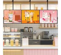 moupeaktain Slim Fit Commercial LED Monitor Advertising Screen, Wall Mounted Billboard, LED Digital Signage, 50-100cm height adjustable, Digital Menu Boards for Restaurants 3pcs-60×90cm