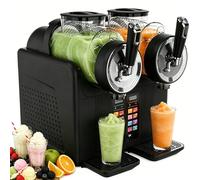 moupeaktain Slushie Maker Machine, 2-in-1 Soft Serve Ice Cream Machine and Slushy Machine with Dual 2l Tanks, 6 Presets, Countertop Slushy Maker for Milkshakes, Granitas, Home and Small Cafes Black