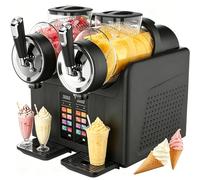 moupeaktain Soft Serve Ice Cream Machine and Slushie Maker Machine, 2-in-1 Slushy Machine with Dual 2l Tanks, 6 Presets, 430W Cold Drink Machine for Slushies, Milkshakes, Granitas, Home Parties Black