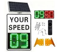 moupeaktain Solar Powered Radar Speed Limit Feedback Sign, Solar Powered Your Speed LED Aluminum Radar Speed Display Sign, Road Warning Sign Adjustable Max Limit White-60×90cm