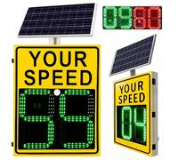 moupeaktain Solar Powered Speed Limit Display Signs, Waterproof Radar Speed Sign, Aluminum Radar Feedback Sign, 2 Digital Speed Detector, For Streets & Neighborhoods Yellow-60×90cm