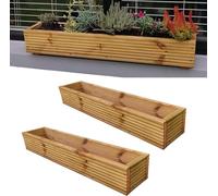 Mourne Wood X2 Large Wooden Window Box Planter - 98cm Wide, Elegant Window Sill Planter for Flowers & Herbs, Versatile Indoor & Outdoor Gardening, Made in the UK