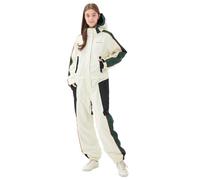 MOUS ONE Women One Pieces Ski Suits Waterproof Warm Insulated Ski Jumpsuit Removable Hood Snowsuit for Snow Sport, White, X-Large