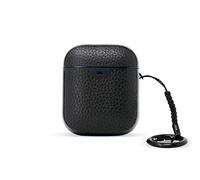 Mous - Protective Case Cover for AirPods 1st and 2nd Gen, Airpod Case with Keychain, Wireless Charging Compatible - Genuine Leather - Black - AirPod Accessories